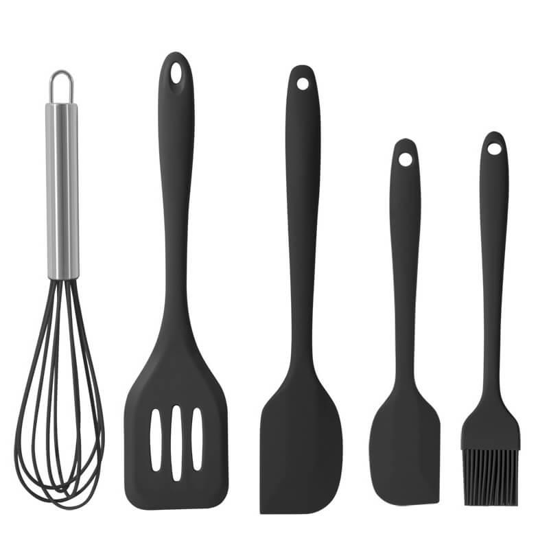 Conjunto de Utensílios de Cozinha em Silicone LMETJMA - 5 Peças - Fácil Utensílios